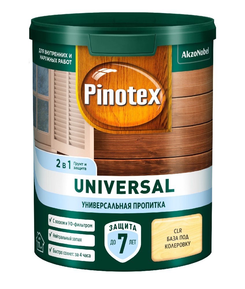 Pinotex Universal Универсальная пропитка 2 в 1 купить в Санкт-Петербурге по  цене от 976.00 руб. Пинотекс Универсал - грунт и защита, с воском и  УФ-фильтром в интернет-магазине красок КраскиНаДом.